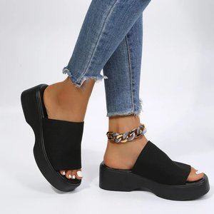 Single Band Flatform Slide Sandals